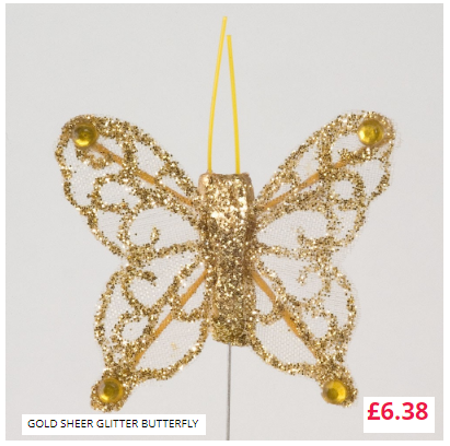 Gold Sheer Glitter Butterfly